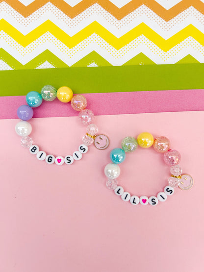 Happy Face Sister Beaded Charm Bracelet (SIS-2)