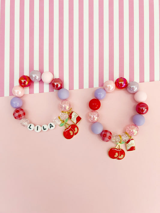 Cherry Cola Beaded Charm Bracelet (CHR-11)