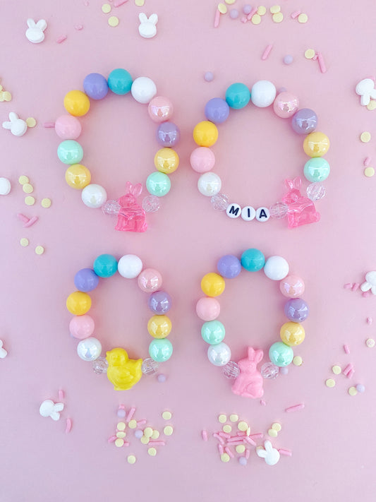 Bunnies & Chicks Beaded Charm Bracelet (SPR-5)