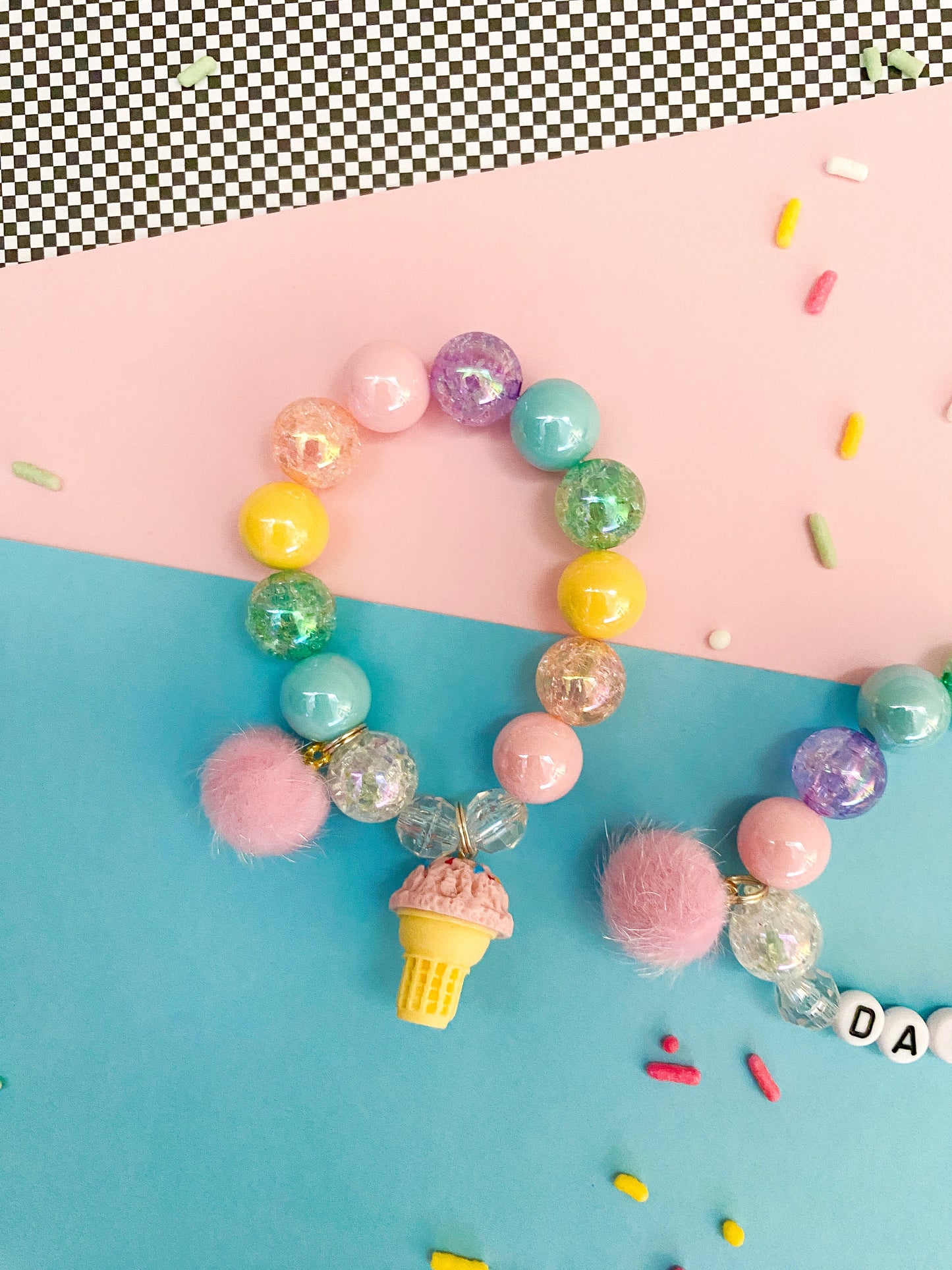 Ice Cream Cone Beaded Charm Bracelet (CHR-12)