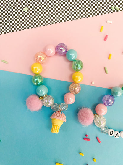 Ice Cream Cone Beaded Charm Bracelet (CHR-12)