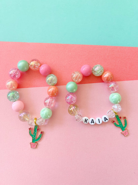 Cactus Beaded Charm Bracelet (CHR-9)