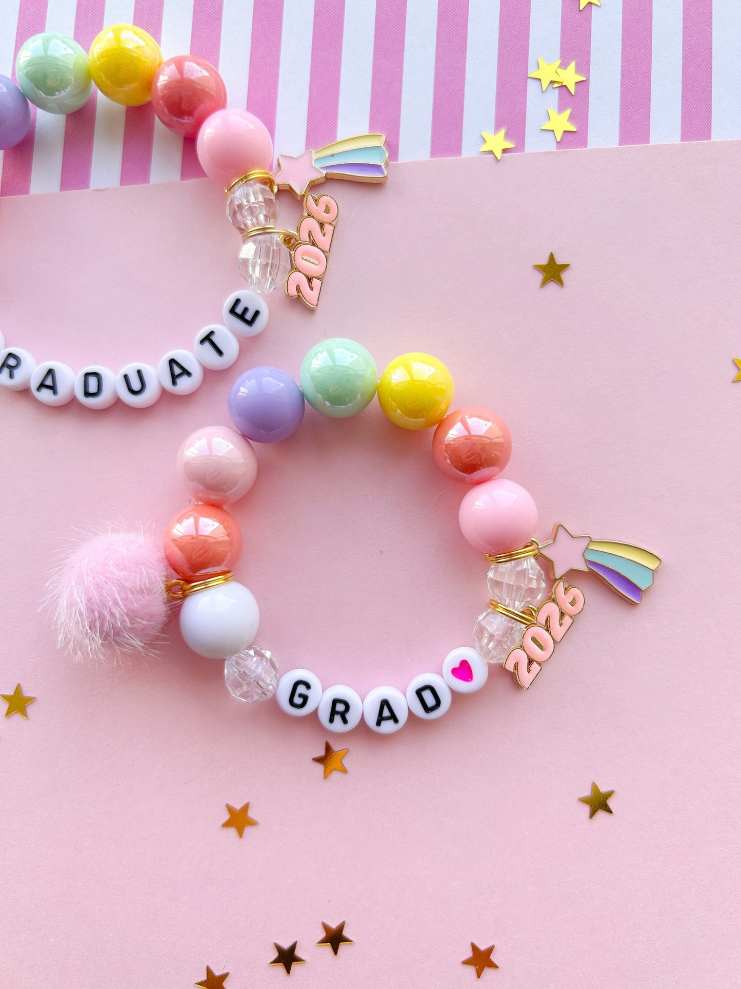 2026 Graduation Star Beaded Charm Bracelet (GRD-1)