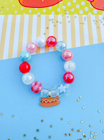 Hot Dog Beaded Charm Bracelet (SMR-1)