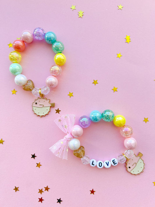 Puffer Fish Beaded Charm Bracelet (VAL-4)