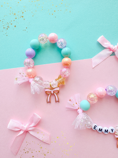 Kids Bow & Star Beaded Charm Bracelet (CHR-1)