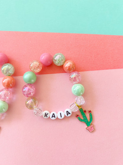 Cactus Beaded Charm Bracelet (CHR-9)