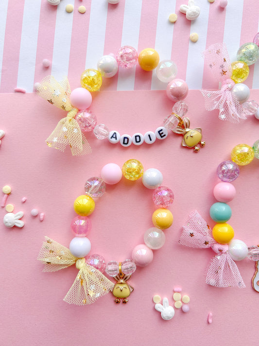 Chick Disguised As Bunny Beaded Charm Bracelet (SPR-3)