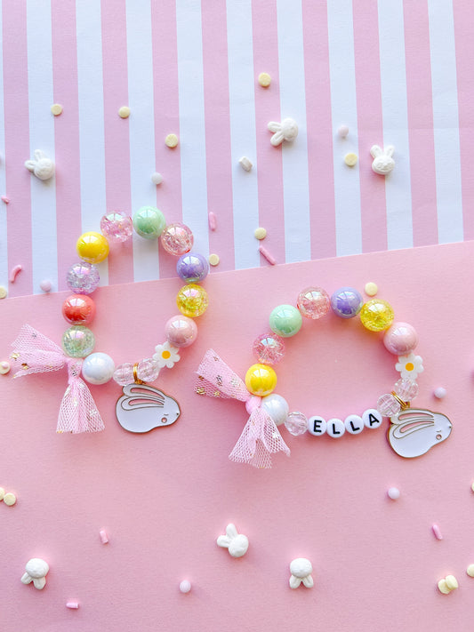 Bunny & Daisy Beaded Charm Bracelet (SPR-1)