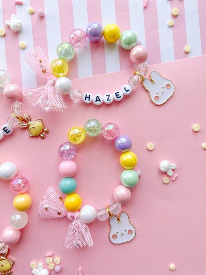 Cute Bunny Beaded Charm Bracelet (SPR-2)